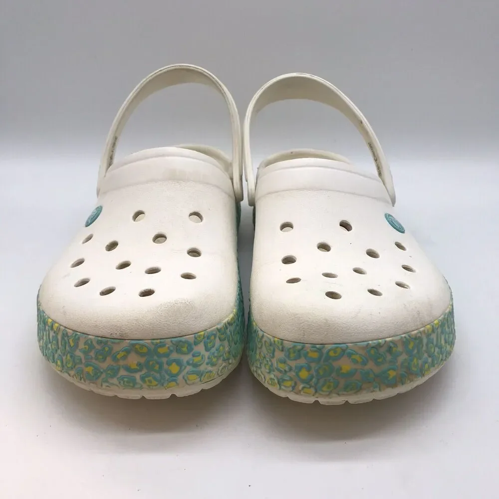 Crocs Platform Clogs White Men's 11 Nurse Medical Work Shoes No Vent Back Strap
